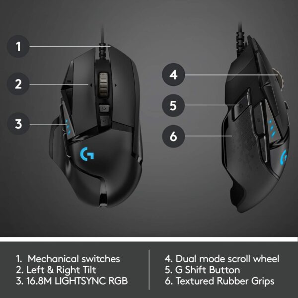 Logitech G502 HERO - Mouse para juegos de alto rendimiento con cable - Image 5