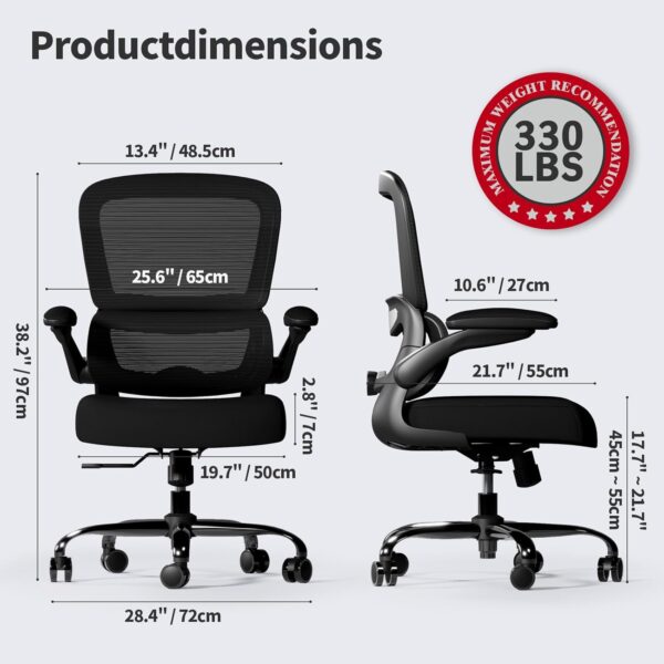 Silla de oficina – Silla de escritorio ergonómica con soporte lumbar ajustable, silla de computadora de malla - Image 9