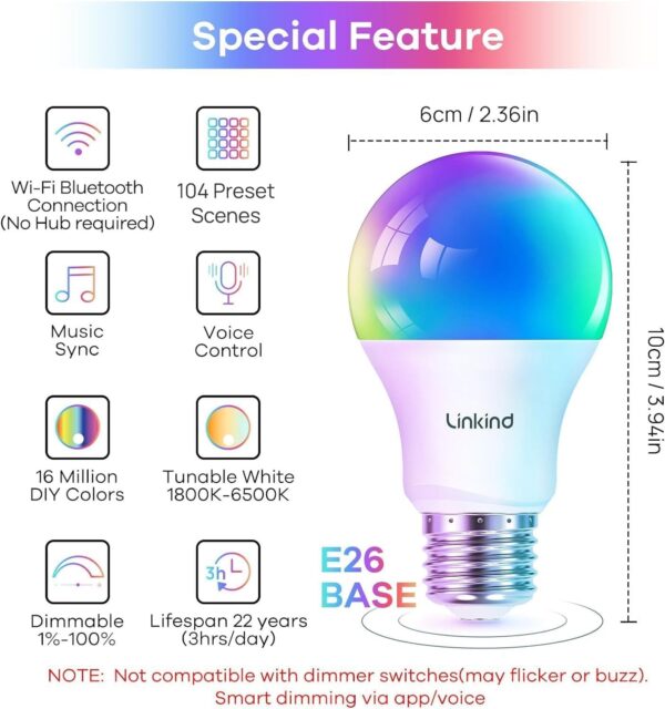 Linkind Bombillas inteligentes, bombilla inteligente que funciona con Alexa y Google Home - Image 10