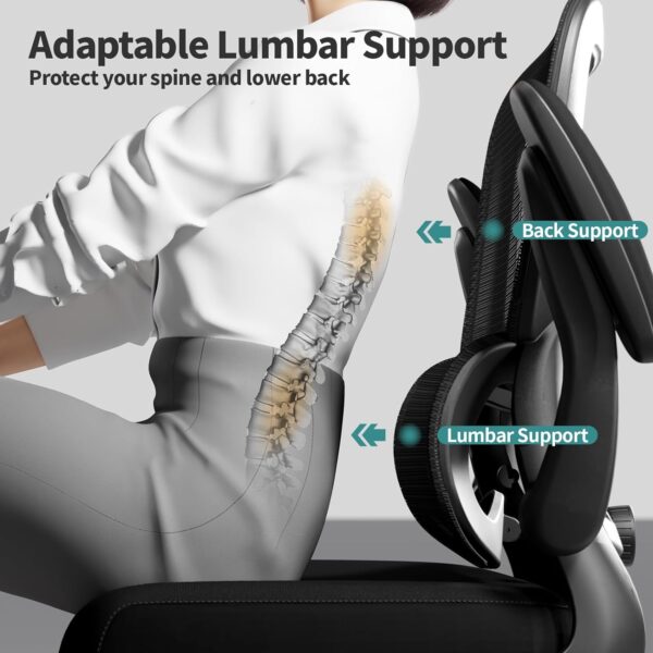 Silla de oficina – Silla de escritorio ergonómica con soporte lumbar ajustable, silla de computadora de malla - Image 5