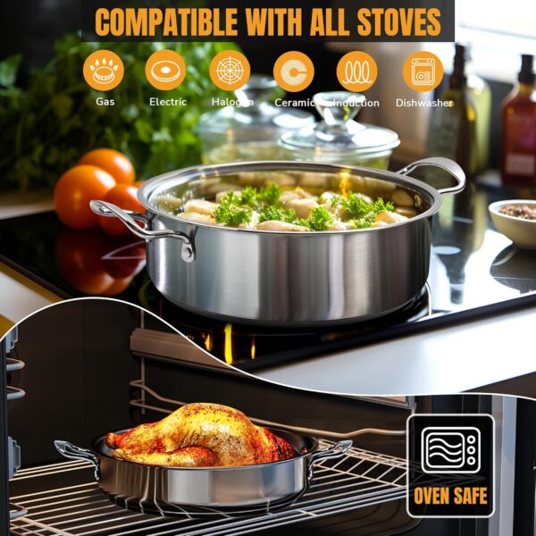 Juego de ollas y sartenes de acero inoxidable, 6 piezas antiadherentes de cocina - Image 5