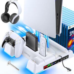 PS5 Slim Stand and Cooling Station with LED Controller Charging Station for PlayStation 5
